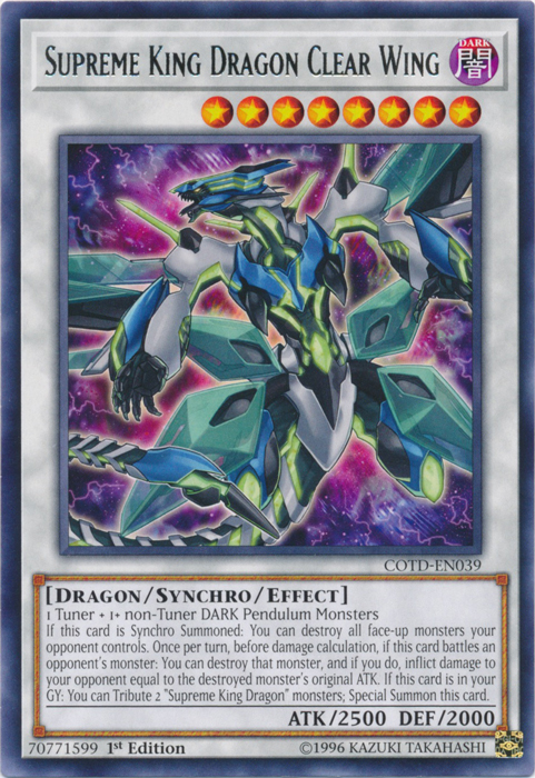 Supreme King Dragon Clear Wing (COTD-EN039) Near Mint 1st Edition - Rare