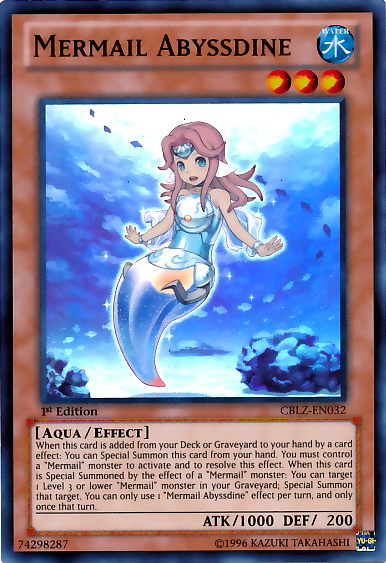 Mermail Abyssdine (CBLZ-EN032) Super Rare - Near Mint 1st Edition