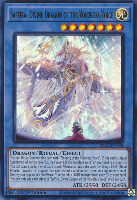 Saffira, Divine Dragon of the Voiceless Voice (LEDE-EN034) Ultra Rare - Near Mint 1st Edition