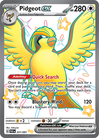 Pidgeot ex - 221/091 (PAF) Shiny Ultra Rare - Near Mint Holofoil