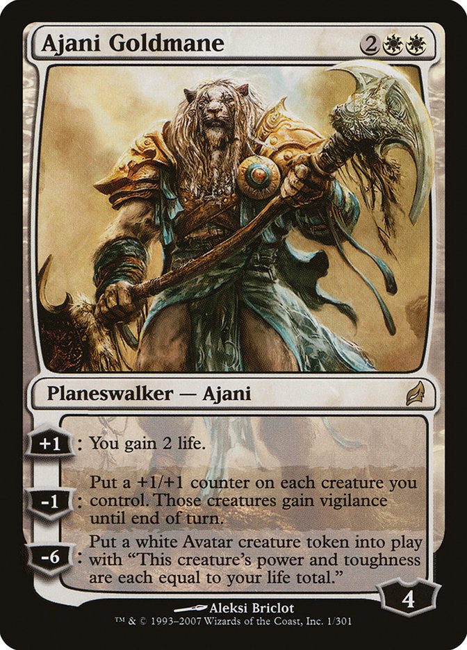 Ajani Goldmane (LRW-R-FOIL) Signed, Moderate Play