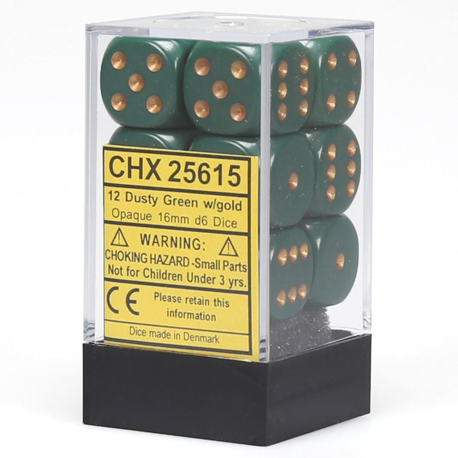 CHX25615: Opaque - 16mm D6 Dusty Green w/copper (12)