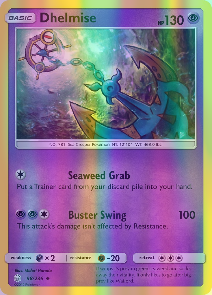 Dhelmise - 098/236 (CEC) Uncommon - Near Mint Reverse Holofoil