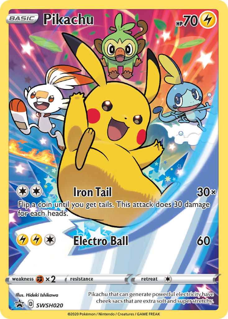 Pikachu - SWSH020 (SWSH:PR) Promo - Heavily Played Holofoil