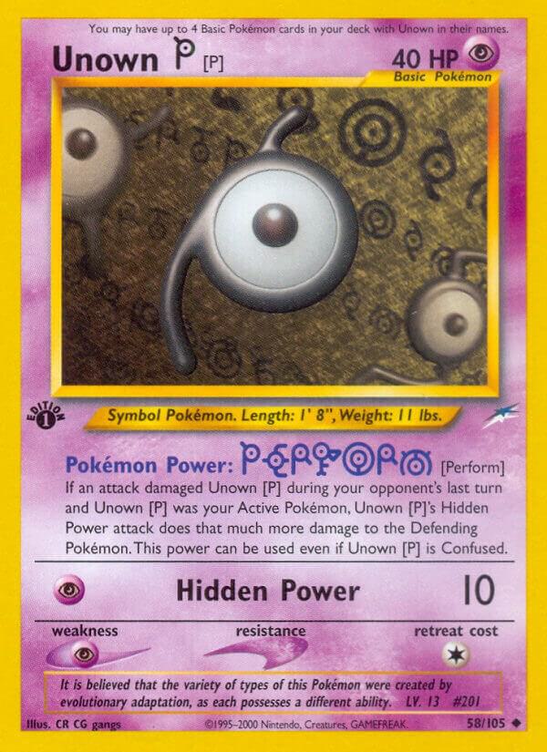 Unown [P] - 58/105 (N4) Unlimited Uncommon - Moderate Play