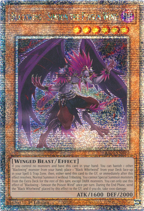 Blackwing - Simoon the Poison Wind (RA01-EN012) Quarter Century Secret Rare - Near Mint 1st Edition