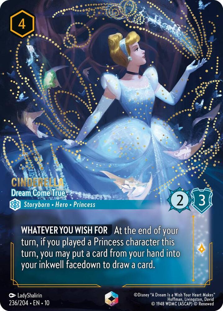 Cinderella - Dream Come True (Alternate Art) (Whispers in the Well 236/204) Enchanted - Near Mint Holofoil