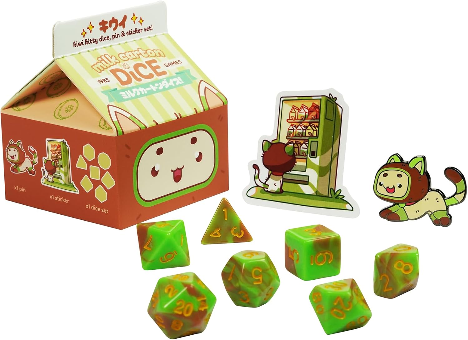 Milk Carton Kawaii Cat Dice: Fruit Meadows -