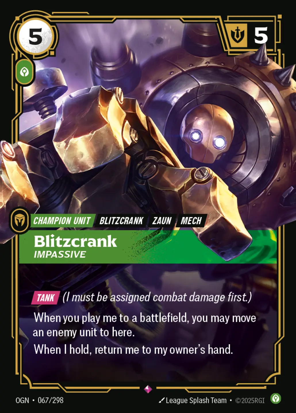 Blitzcrank - Impassive - 067/298 (OGN) Rare