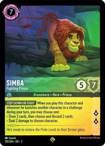 Simba - Fighting Prince (Into the Inklands 192/204) Super Rare - Near Mint Cold Foil