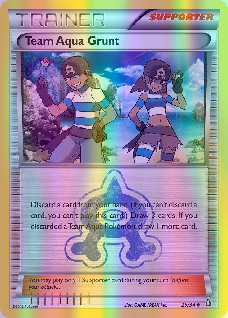 Team Aqua Grunt - 026/034 (DCR) Uncommon - Near Mint Reverse Holofoil