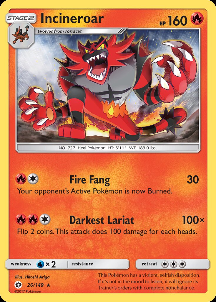 Incineroar - 026/149 (SM01) Rare - Near Mint