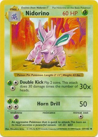 Nidorino - 037/102 (BSS) Uncommon - Light Play Unlimited