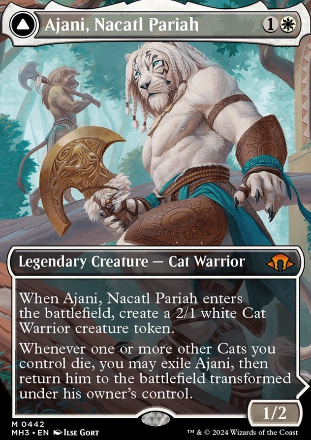 Ajani, Nacatl Pariah // Ajani, Nacatl Avenger [#0442 Borderless] (MH3-M)