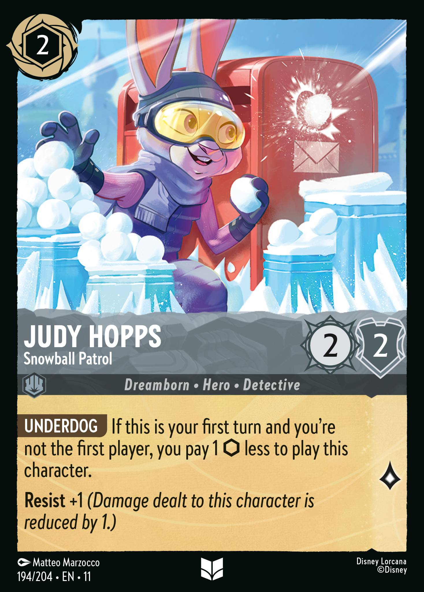 Judy Hopps - Snowball Patrol (194/204 - Winterspell)  Uncommon