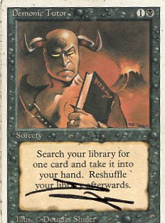 Demonic Tutor (3ED-U) [Artist Signature] Heavy Play