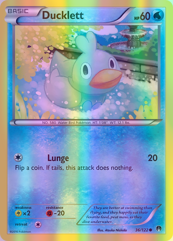 Ducklett - 036/122 (BKP) Common - Near Mint Reverse Holofoil