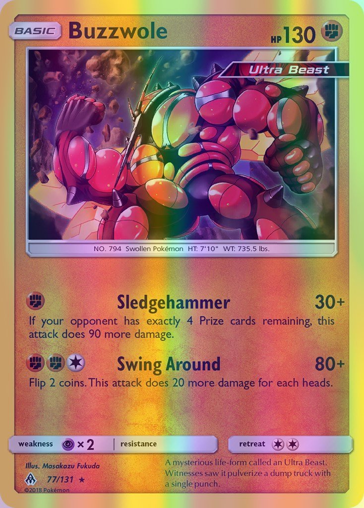 Buzzwole - 077/131 (FLI) Rare - Near Mint Reverse Holofoil