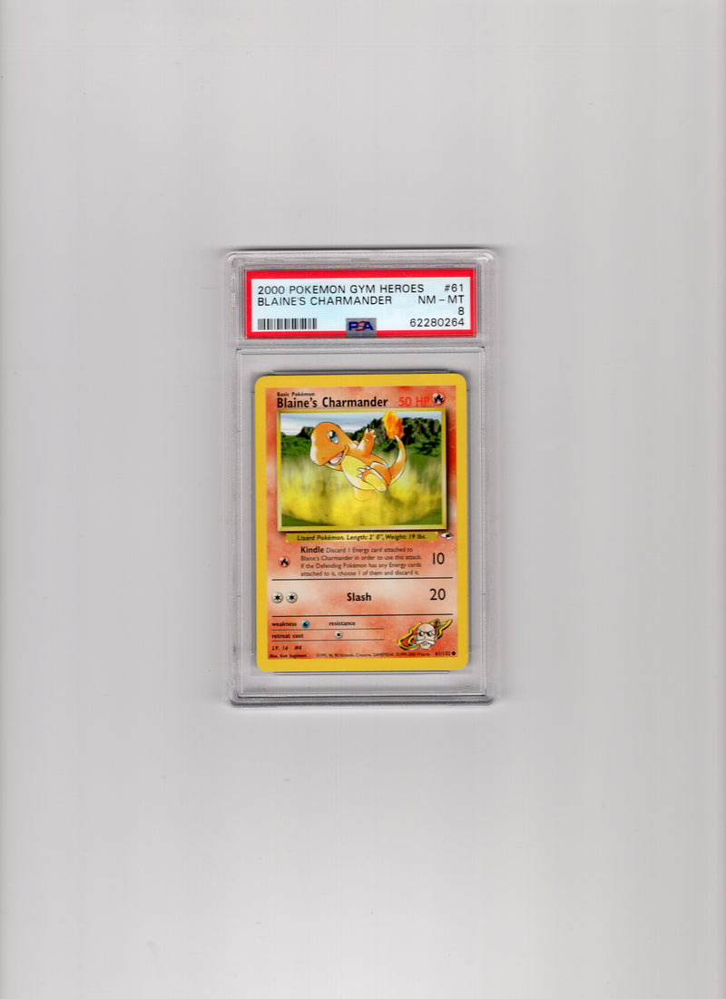 Blaine's Charmander - 061/132 (G1) Common - Unlimited Near Mint (Graded - PSA 8)