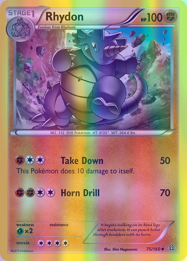 Rhydon - 075/160 (PRC) Uncommon - Near Mint Reverse Holofoil