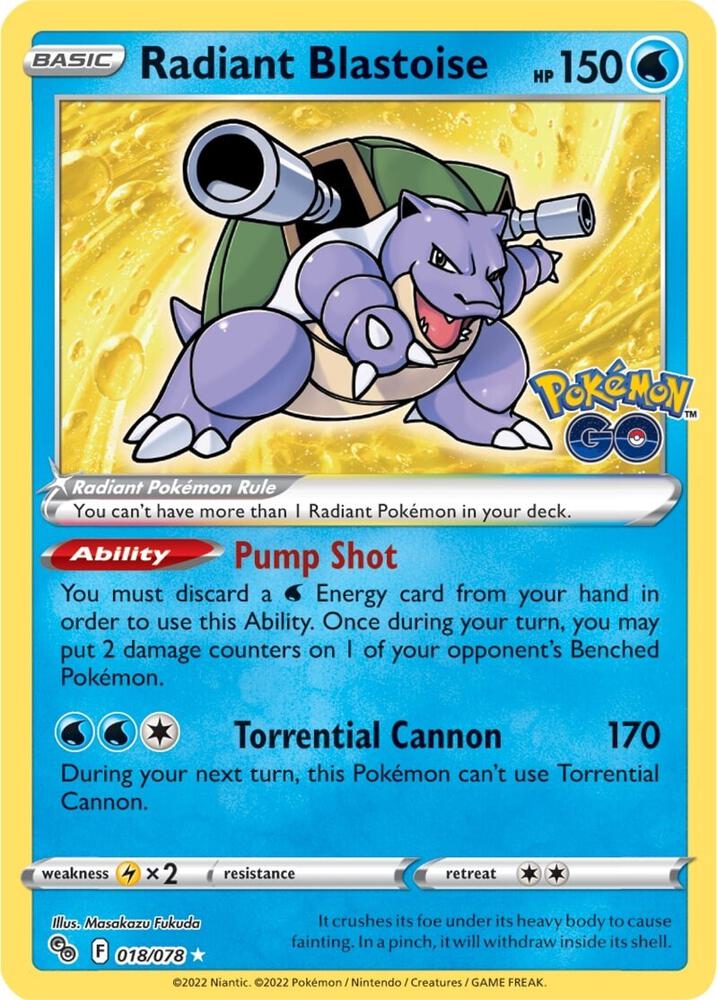 Radiant Blastoise - 018/078 (PGO) Radiant Rare - Light Play Holofoil