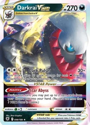 Darkrai VSTAR - 099/189 (SWSH10) Ultra Rare - Near Mint Holofoil