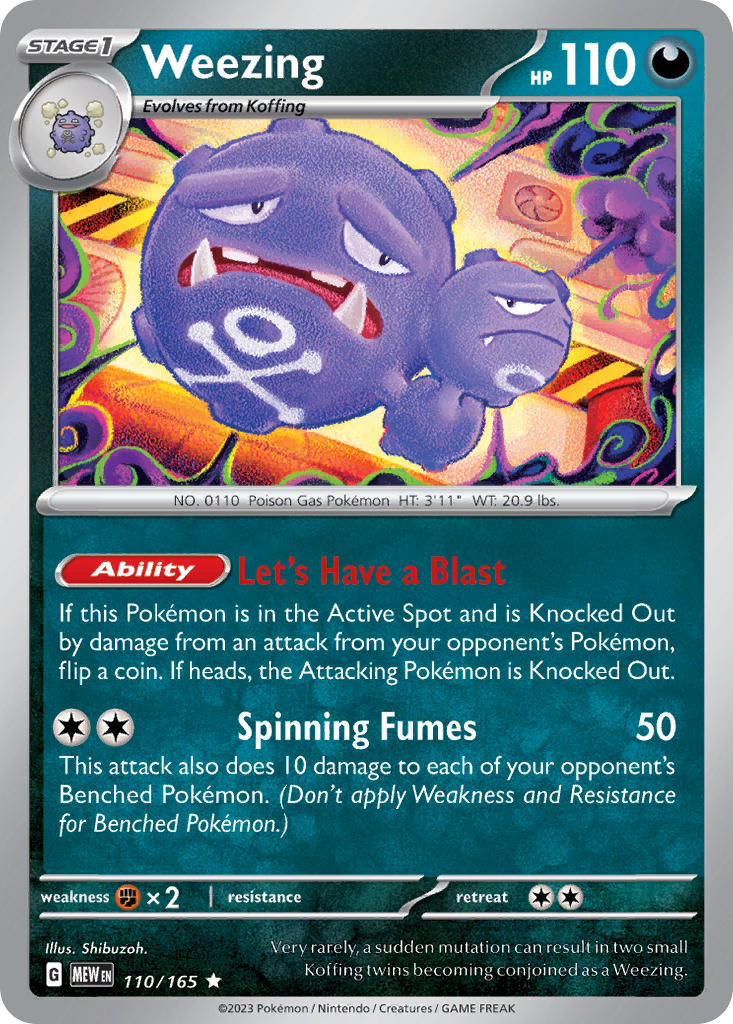 Weezing - 110/165 (MEW) Rare - Near Mint Holofoil