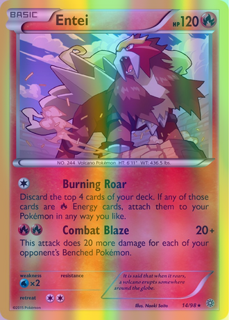 Entei - 014/098 (AOR) Rare - Near Mint Reverse Holofoil