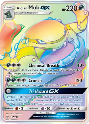 Alolan Muk GX (Secret) - 157/147 (SM:BUS) Secret Rare - Near Mint Holofoil