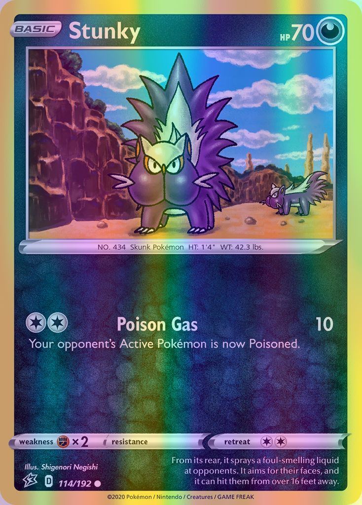 Stunky - 114/192 (SWSH02) Common - Near Mint Reverse Holofoil