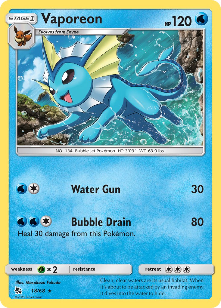 Vaporeon - 18/68 (HIF) Holo Rare - Near Mint Holofoil