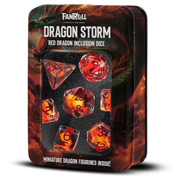 Fanroll by MDG: Dragon Storm - Inclusion Dice: Red Dragon 7-Set