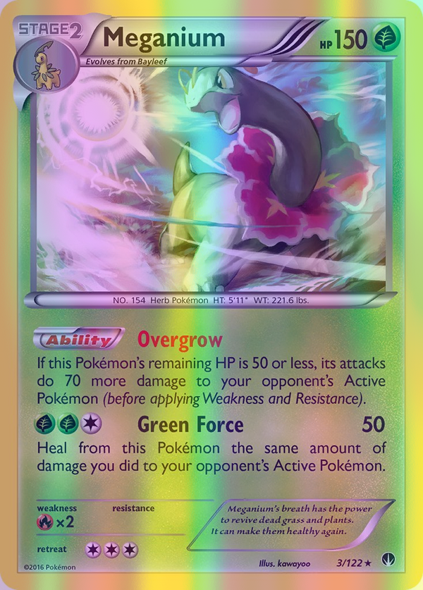 Meganium - 003/122 (BKP) Holo Rare - Near Mint Reverse Holofoil