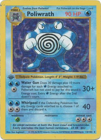 Poliwrath - 013/102 (BS) 1st Edition Holo Rare - Near Mint Holofoil