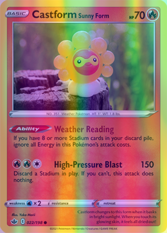 Castform Sunny Form - 022/198 (SWSH06) Common - Near Mint Reverse Holofoil