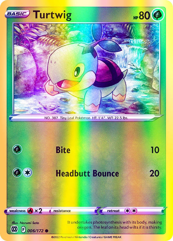 Turtwig - 006/172 (SWSH09) Common - Near Mint Reverse Holofoil