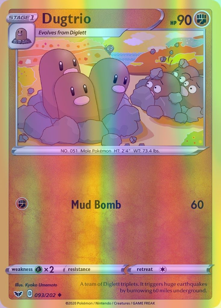 Dugtrio - 093/202 (SWSH01) Uncommon - Near Mint Reverse Holofoil