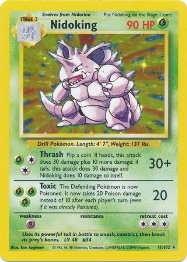 Nidoking - 011/102 (BS) Holo Rare - Light Play Holofoil