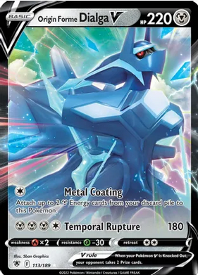 Origin Forme Dialga V - 113/189 (SWSH10) Ultra Rare - Near Mint Holofoil