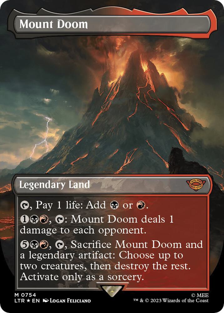 Mount Doom [#0754 Surge Foil Borderless] (LTR-M-FOIL) Moderate Play