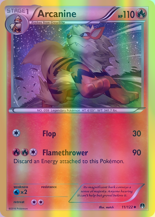 Arcanine - 011/122 (BKP) Uncommon - Near Mint Reverse Holofoil