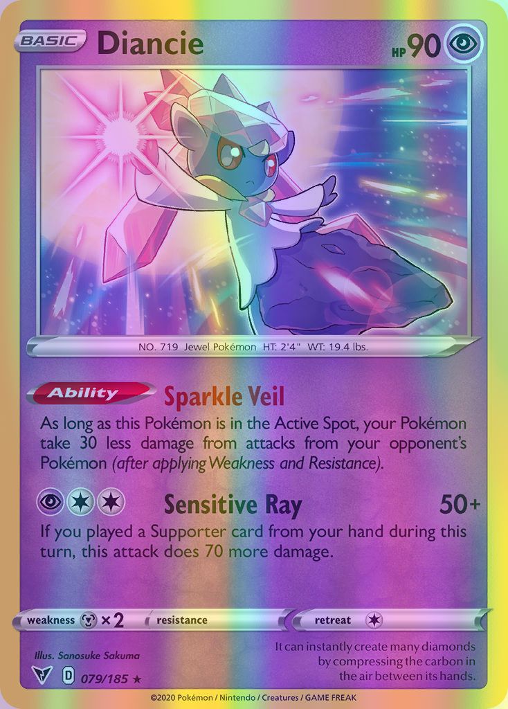 Diancie - 079/185 (SWSH04) Holo Rare - Near Mint Reverse Holofoil