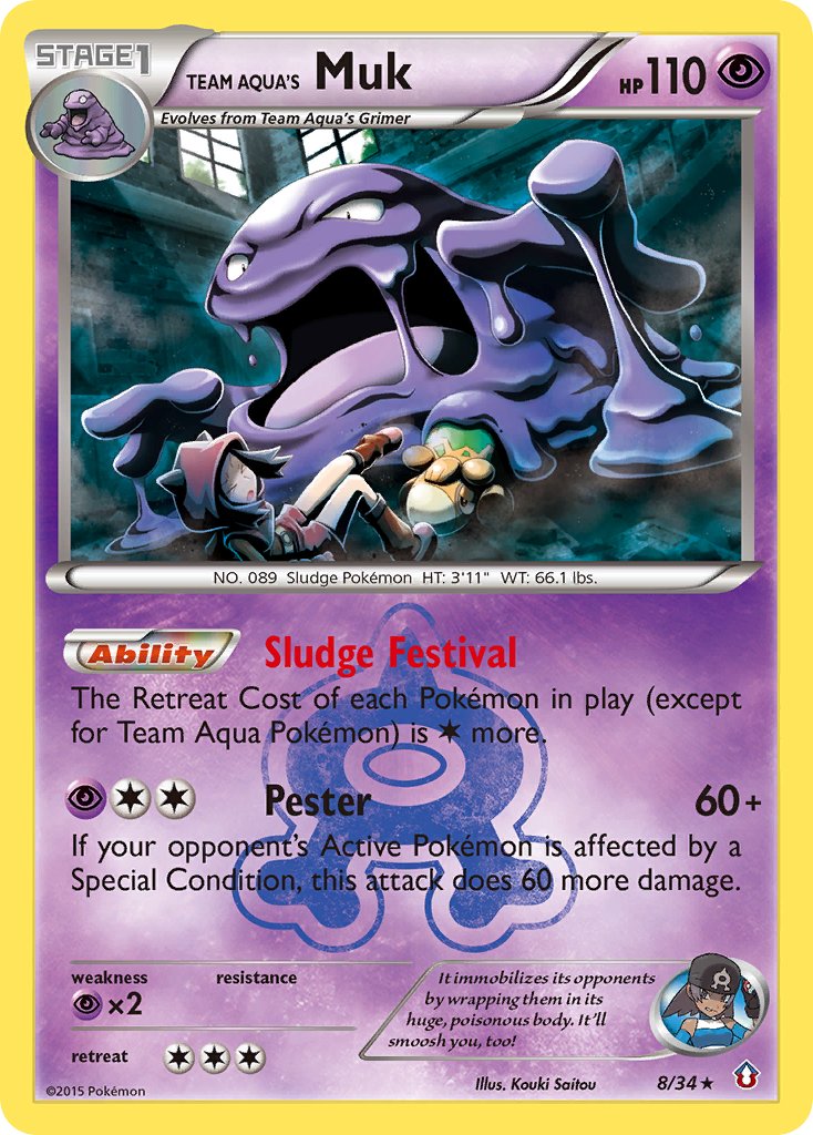 Team Aqua's Muk - 008/034 (DCR) Holo Rare - Near Mint Holofoil