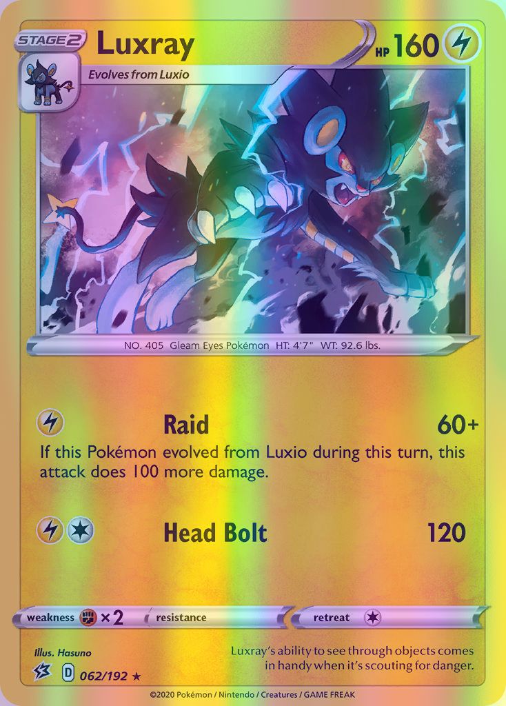 Luxray - 062/192 (SWSH02) Holo Rare - Near Mint Reverse Holofoil