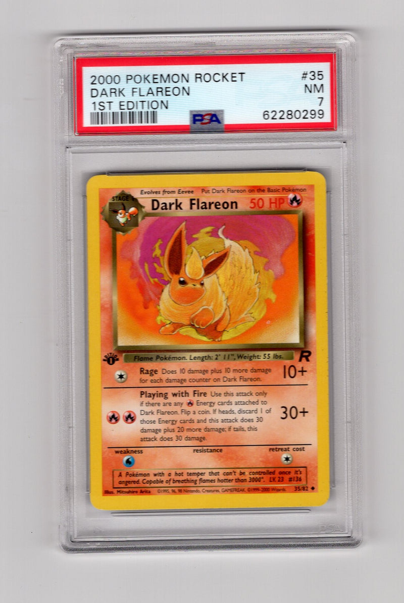 Dark Flareon - 35/82 (TR) Uncommon - 1st Edition Light Play (Graded - PSA 7)