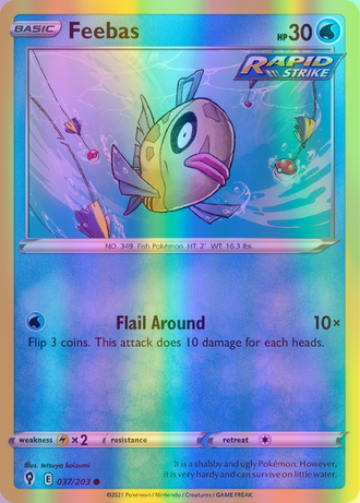 Feebas - 037/203 (SWSH07) Common - Near Mint Reverse Holofoil