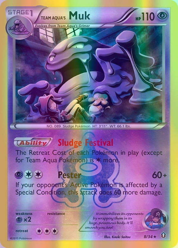 Team Aqua's Muk - 008/034 (DCR) Holo Rare - Near Mint Reverse Holofoil