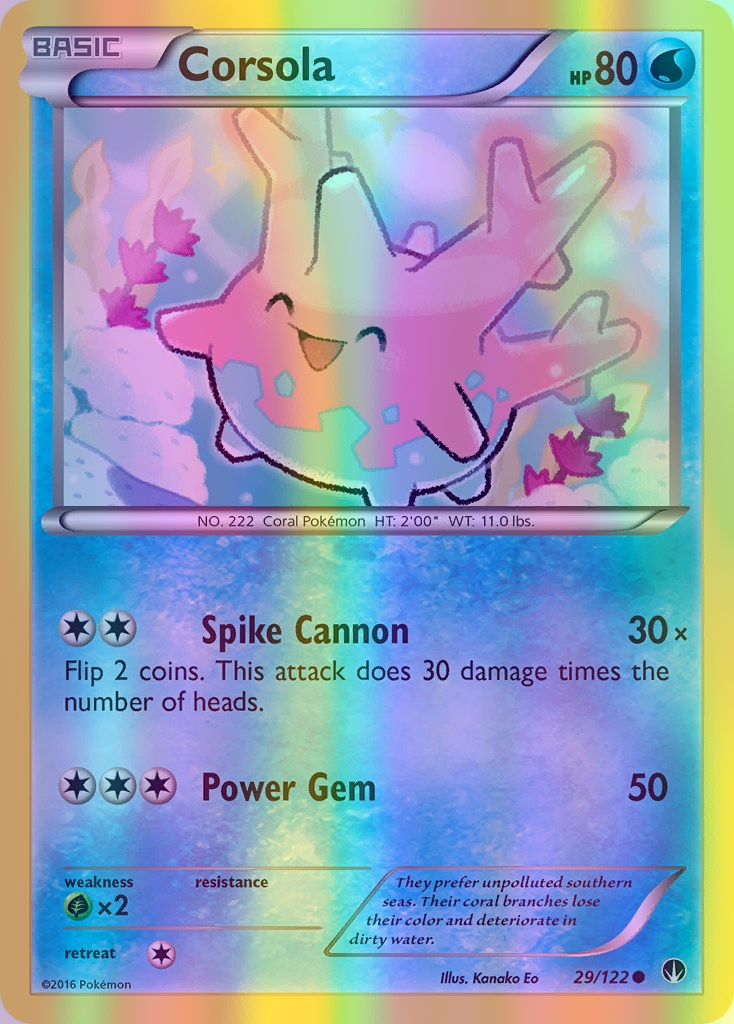 Corsola - 029/122 (BKP) Common - Near Mint Reverse Holofoil