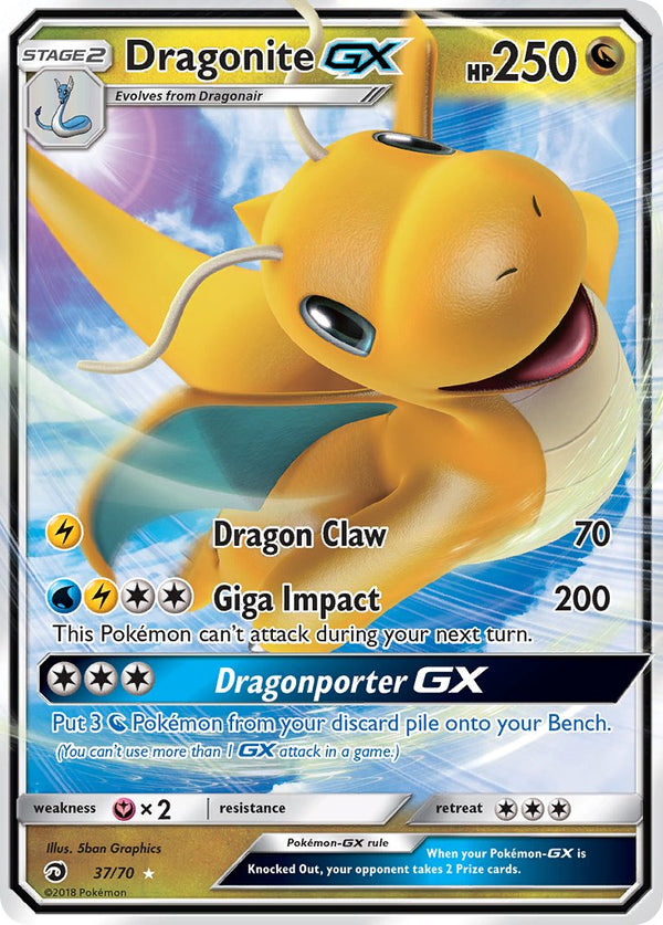 Dragonite GX - 37/70 (DRM) Ultra Rare - Near Mint Holofoil