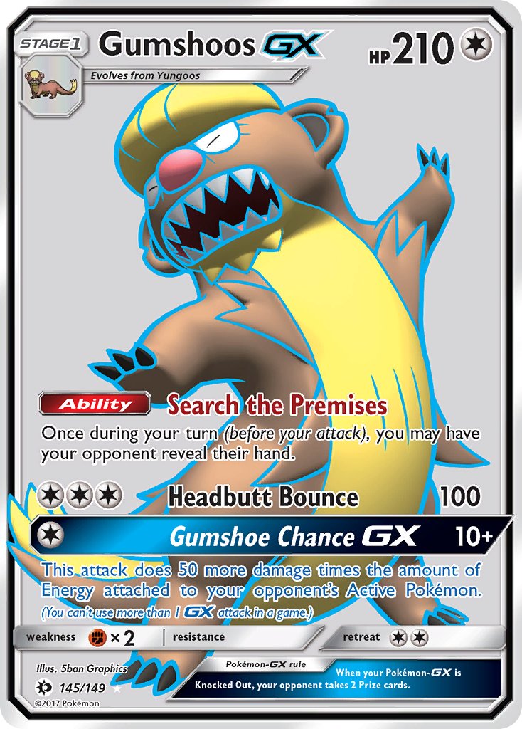 Gumshoos GX (Full Art) - 145/149 (SM01) Ultra Rare - Near Mint Holofoil